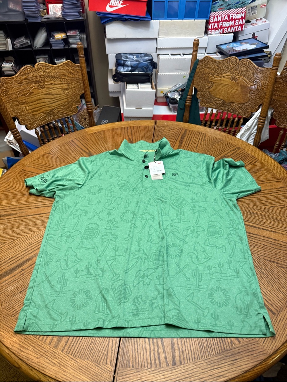 New with Tags Puma Light Green Patterned Polo Shirt